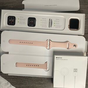 Apple Smartwatch with Gold Case and Pink Band